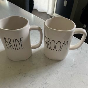 Rae Dunn bride and groom mugs